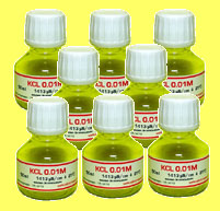 8 Bouteilles 50ml de Solution &eacute;talon KCL 0.01M 1413 �S/cm � 25�C